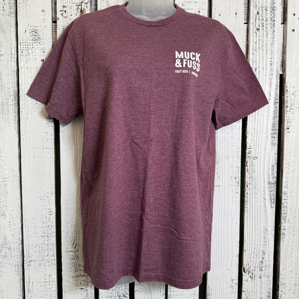 Muck & Fuss Craft‎ Beer Burgers New Braunfels Texas Maroon T-shirt Size Medium